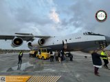 Libyan humanitarian aid plane lands at Damascus International Airport.