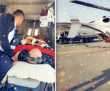 The air ambulance carries out its first overseas medical flight using helicopters.